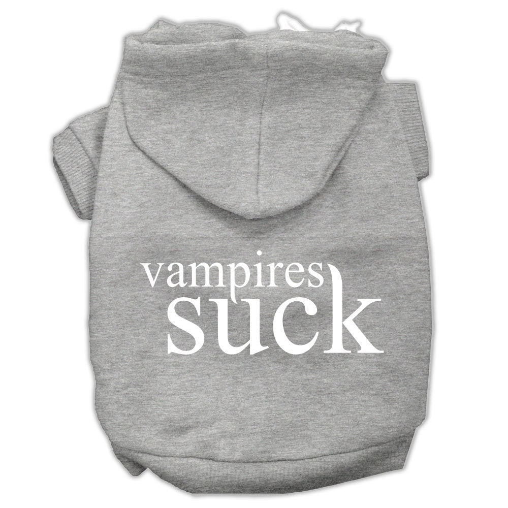 A cozy Halloween hoodie for pets featuring the phrase 'Vampires Suck', designed for dogs and cats.