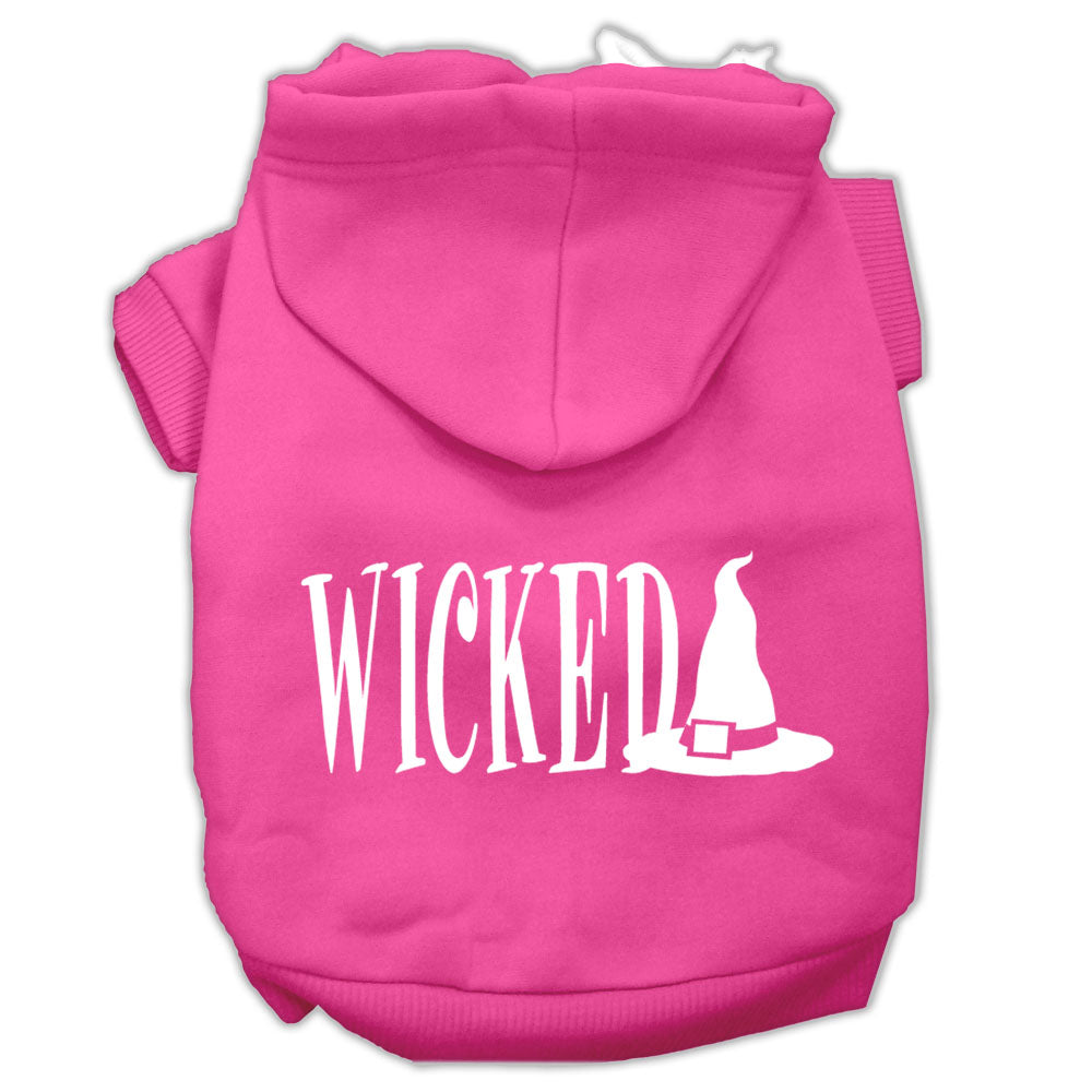 A cozy Halloween hoodie for pets, featuring a screen-printed 'Wicked' design, perfect for dogs and cats.