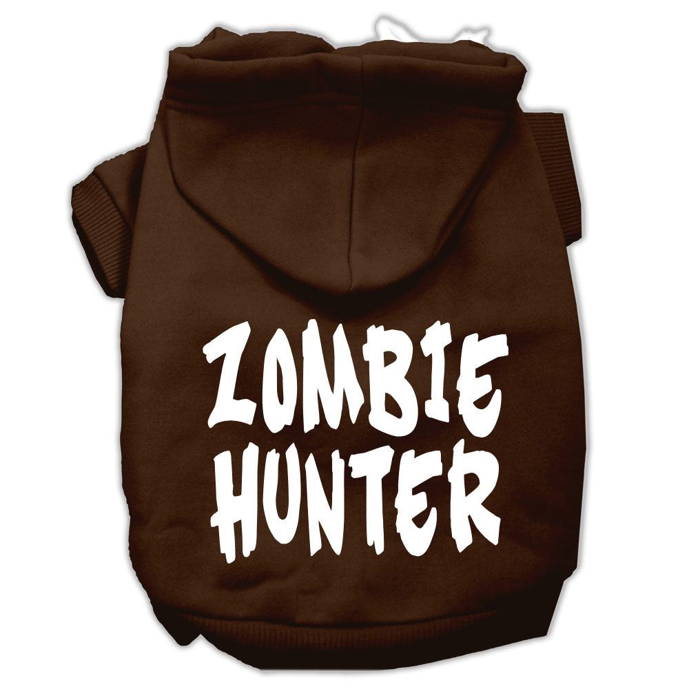 A cozy Halloween hoodie for pets featuring a 'Zombie Hunter' design, perfect for dogs and cats.