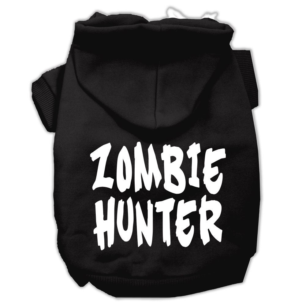 A cozy Halloween hoodie for pets featuring a 'Zombie Hunter' design, perfect for dogs and cats.