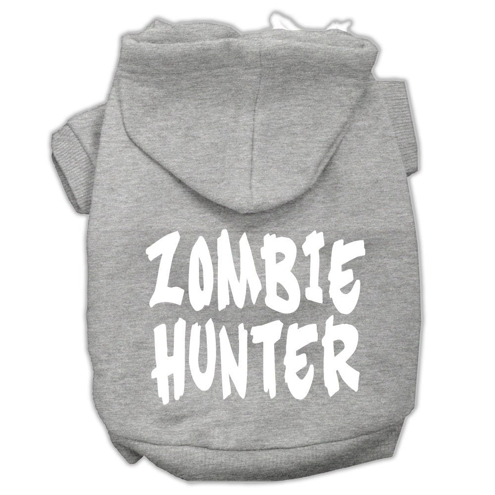 A cozy Halloween hoodie for pets featuring a 'Zombie Hunter' design, perfect for dogs and cats.