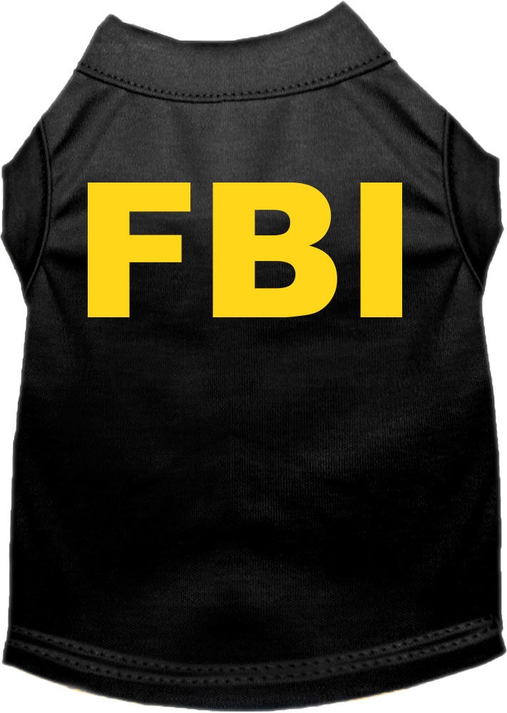 Halloween pet shirt for dogs and cats featuring an FBI costume design, made from soft and durable fabric.