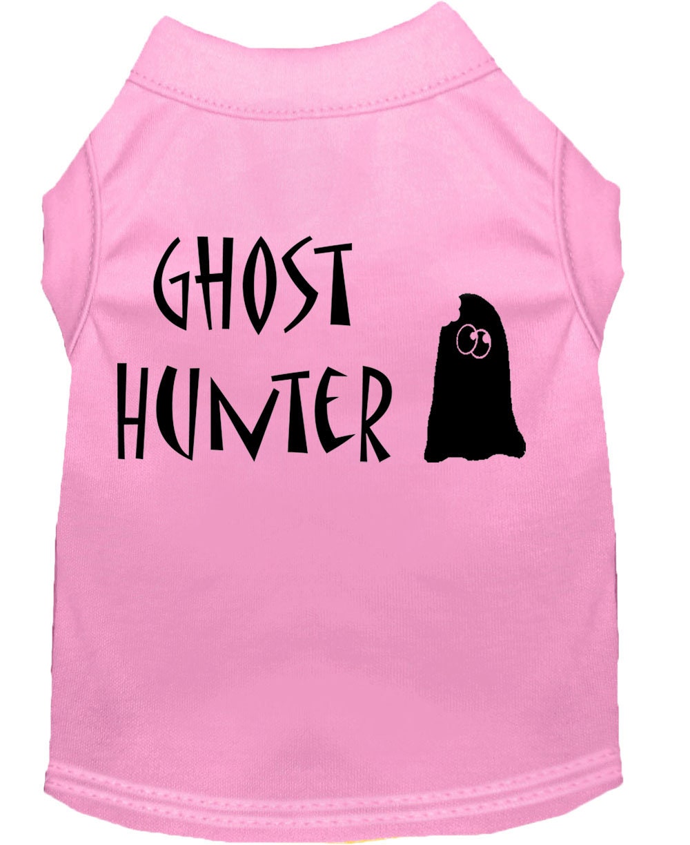 Halloween pet shirt for dogs and cats featuring a fun Ghost Hunter design, made from soft and durable fabric.