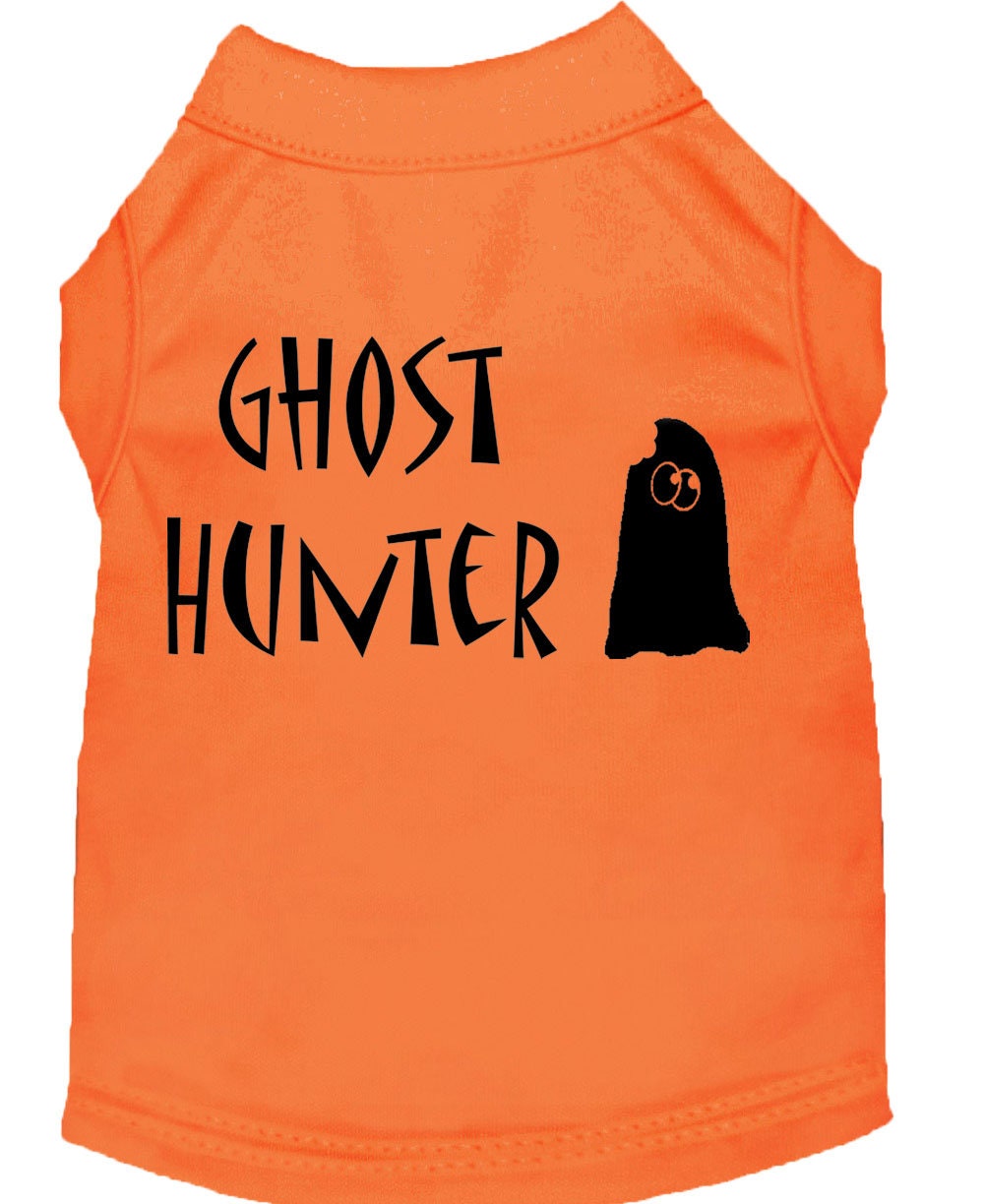 Halloween pet shirt for dogs and cats featuring a fun Ghost Hunter design, made from soft and durable fabric.