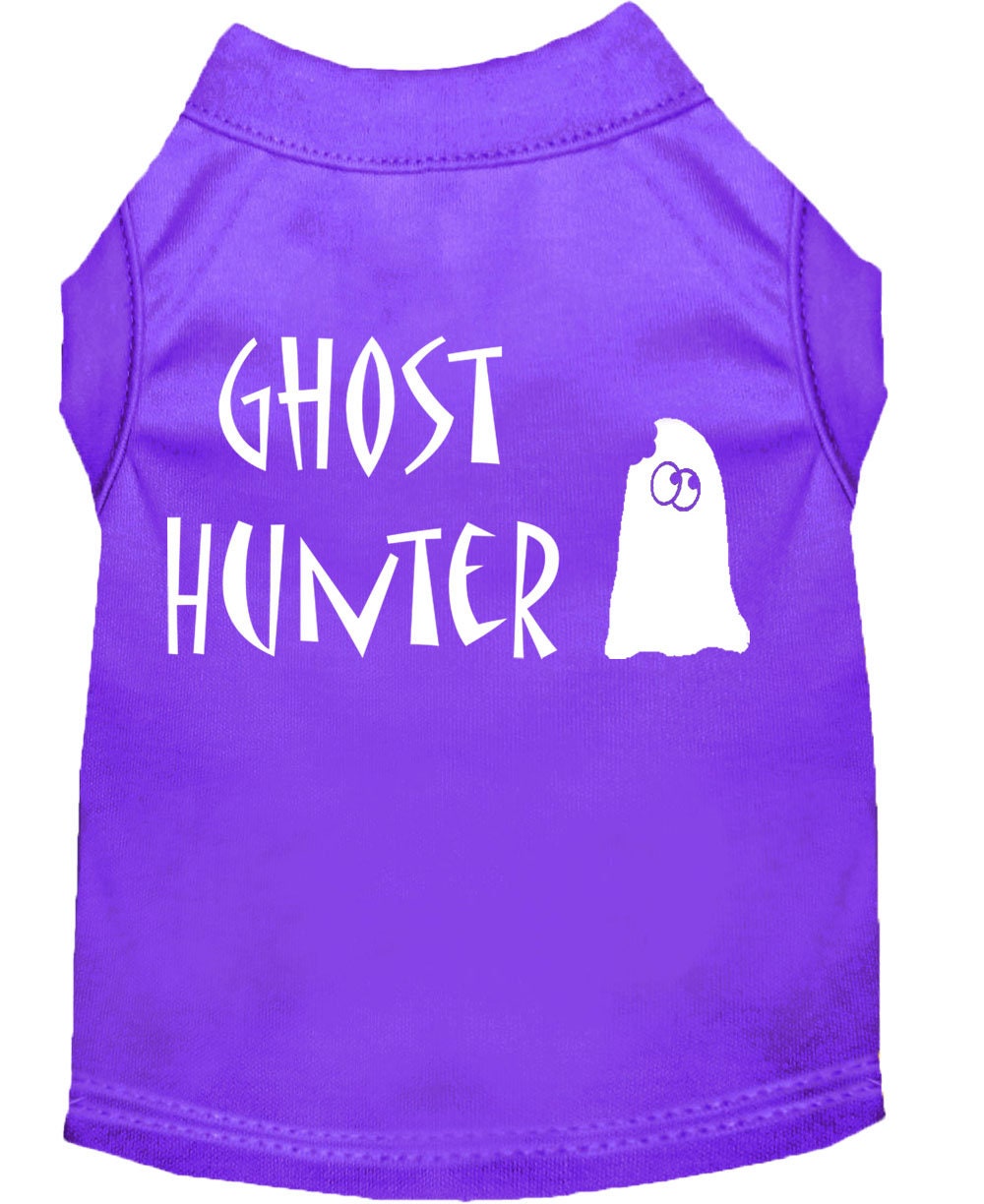 Halloween pet shirt for dogs and cats featuring a fun Ghost Hunter design, made from soft and durable fabric.