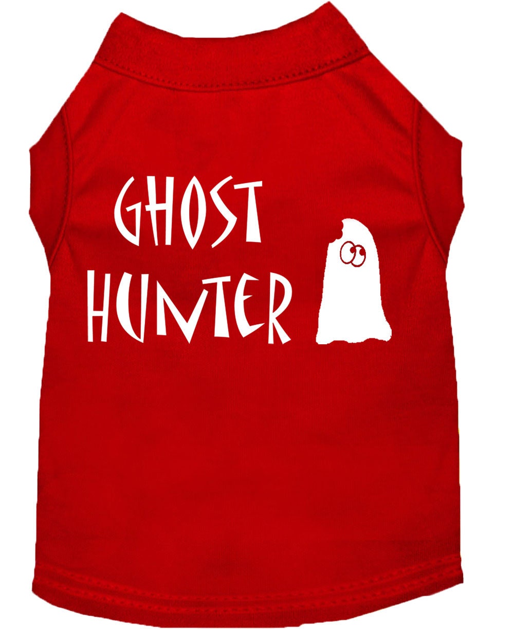 Halloween pet shirt for dogs and cats featuring a fun Ghost Hunter design, made from soft and durable fabric.