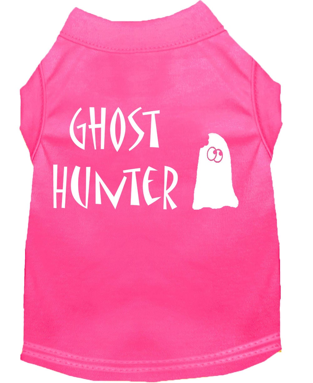 Halloween pet shirt for dogs and cats featuring a fun Ghost Hunter design, made from soft and durable fabric.