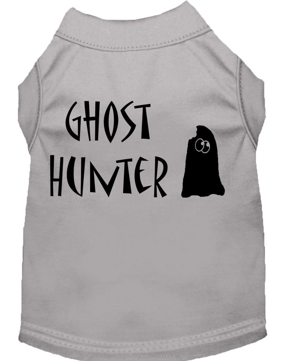 Halloween pet shirt for dogs and cats featuring a fun Ghost Hunter design, made from soft and durable fabric.