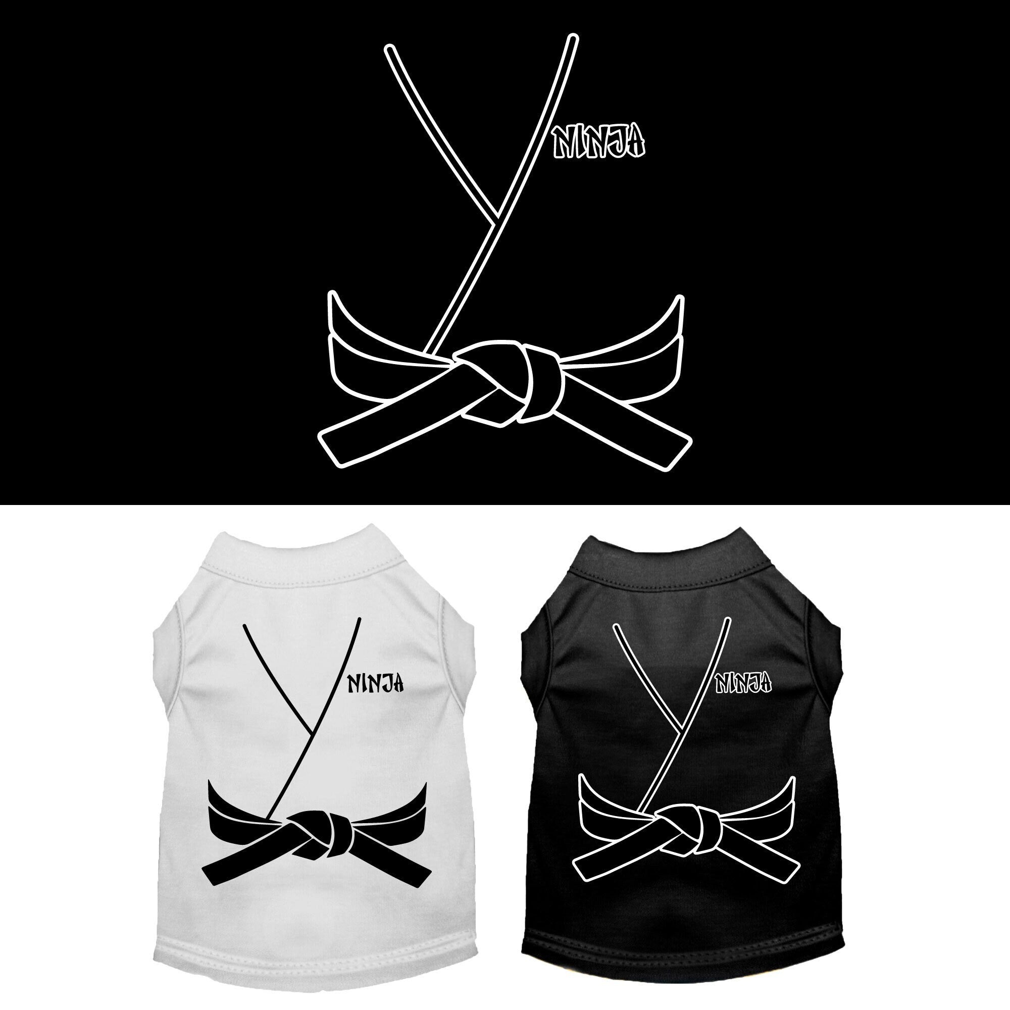 Halloween pet shirt for dogs and cats featuring a Ninja design, made from soft cotton-polyester blend.