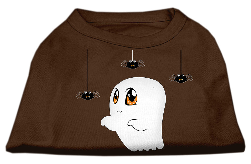 Halloween pet shirt for dogs and cats featuring a cute ghost design named 'Sammy the Ghost', made from soft and durable fabric.