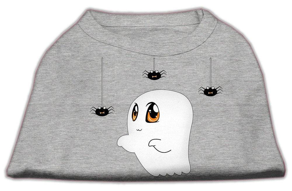Halloween pet shirt for dogs and cats featuring a cute ghost design named 'Sammy the Ghost', made from soft and durable fabric.