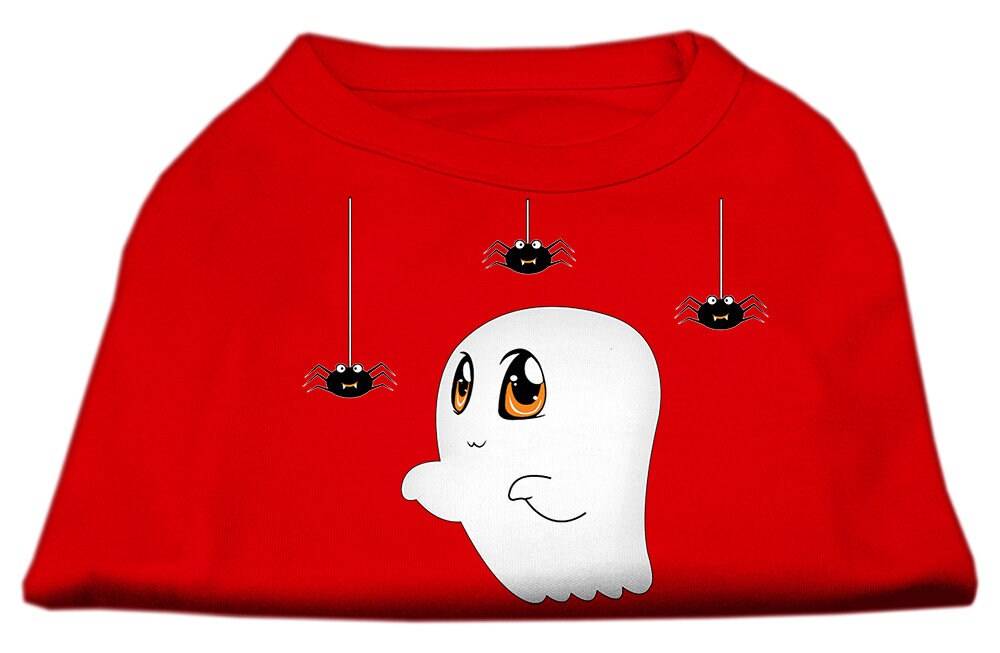 Halloween pet shirt for dogs and cats featuring a cute ghost design named 'Sammy the Ghost', made from soft and durable fabric.
