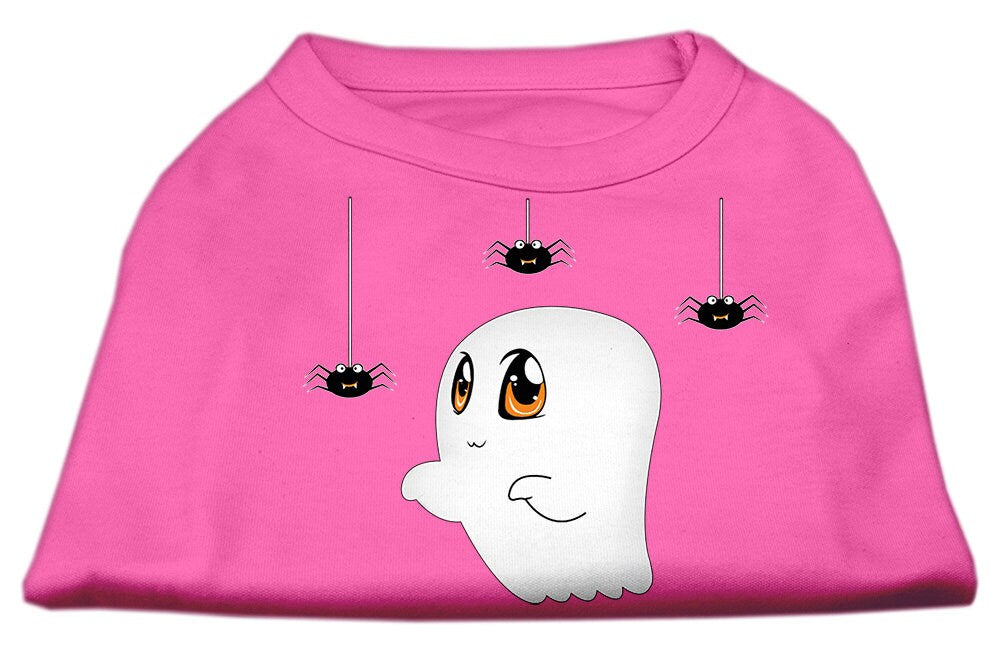 Halloween pet shirt for dogs and cats featuring a cute ghost design named 'Sammy the Ghost', made from soft and durable fabric.