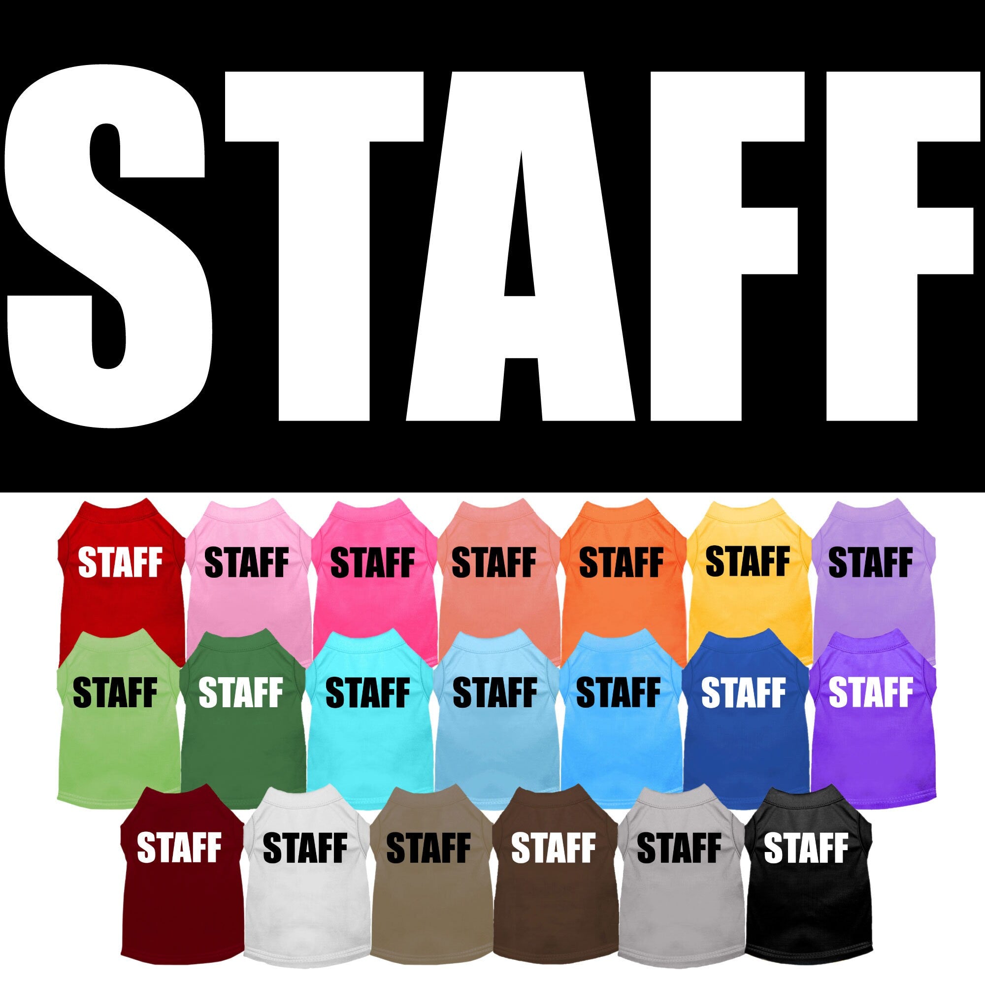 A soft and comfy Halloween shirt for pets, featuring a 'Staff Costume' print, perfect for dogs and cats to celebrate Halloween in style.