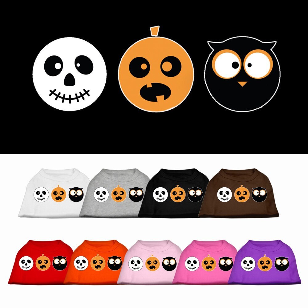 A cute Halloween shirt for dogs and cats featuring 'The Spook Trio' design, showcasing playful Halloween graphics.
