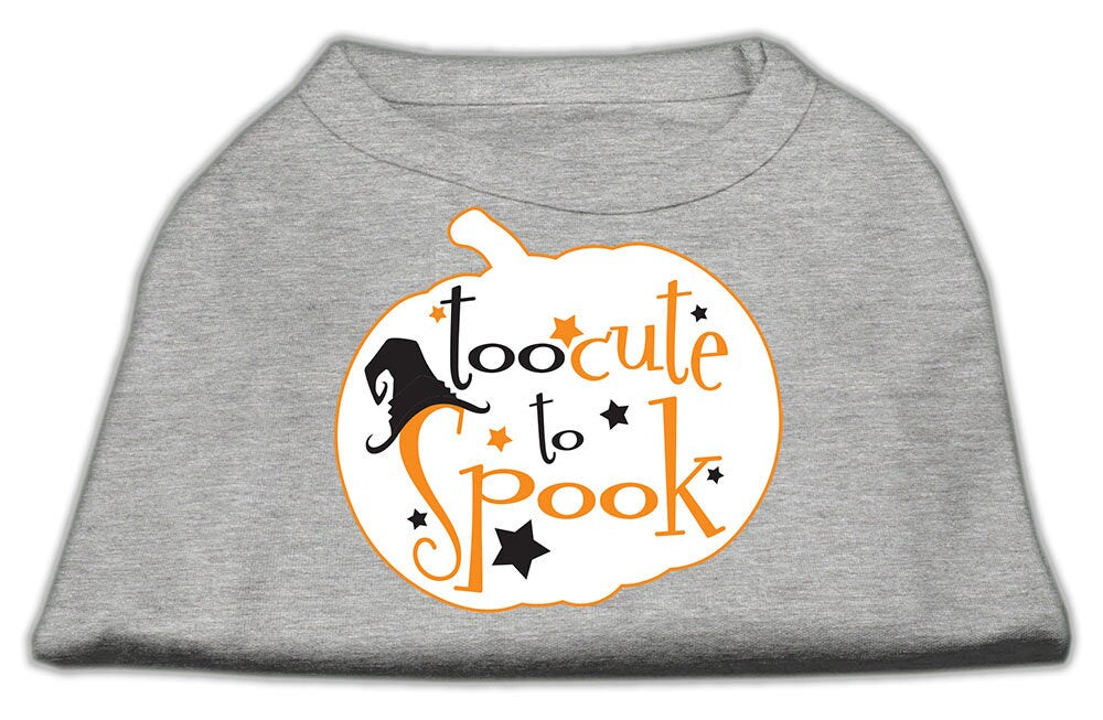 Halloween pet shirt for dogs and cats with 'Too Cute To Spook' print, featuring a soft fabric and double-stitched design.