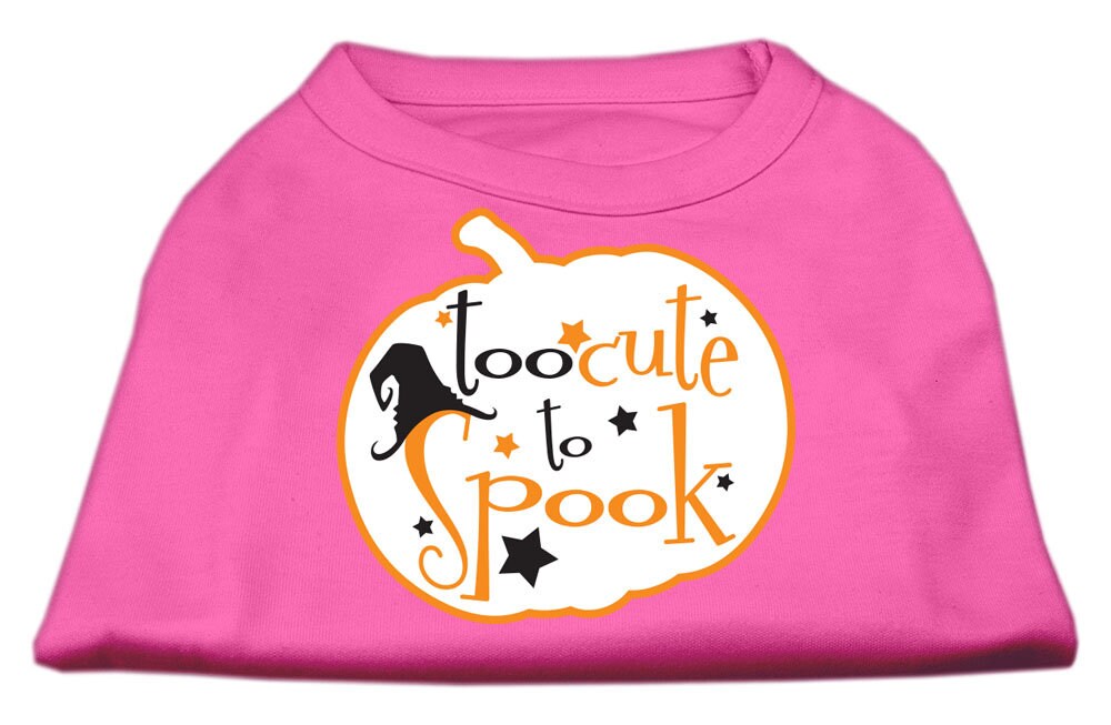 Halloween pet shirt for dogs and cats with 'Too Cute To Spook' print, featuring a soft fabric and double-stitched design.