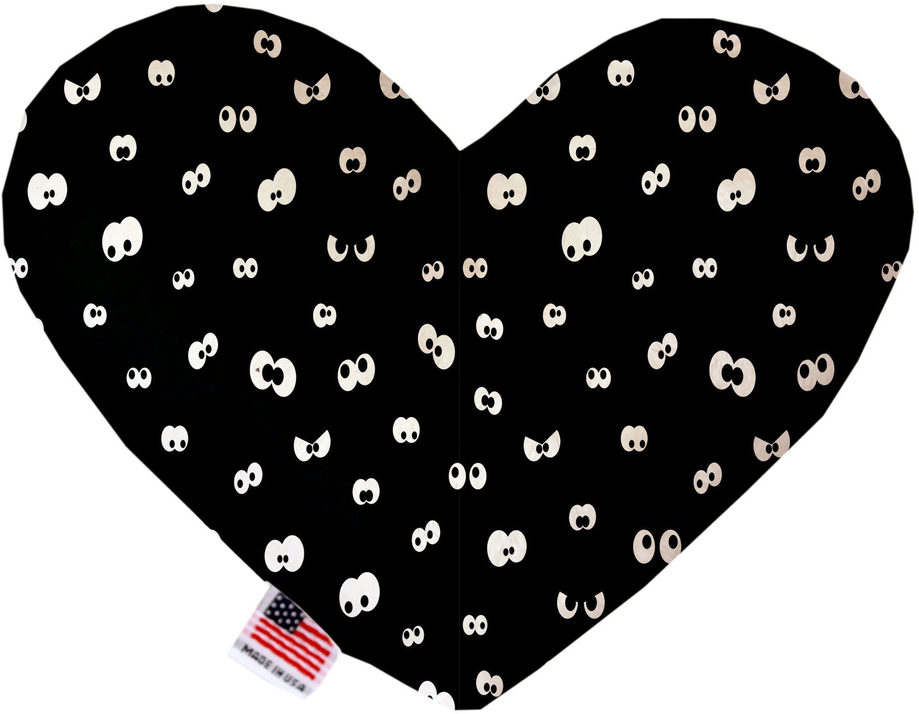 Halloween-themed plush heart and bone toys for dogs, featuring vibrant patterns and soft textures, perfect for playtime and cuddling.