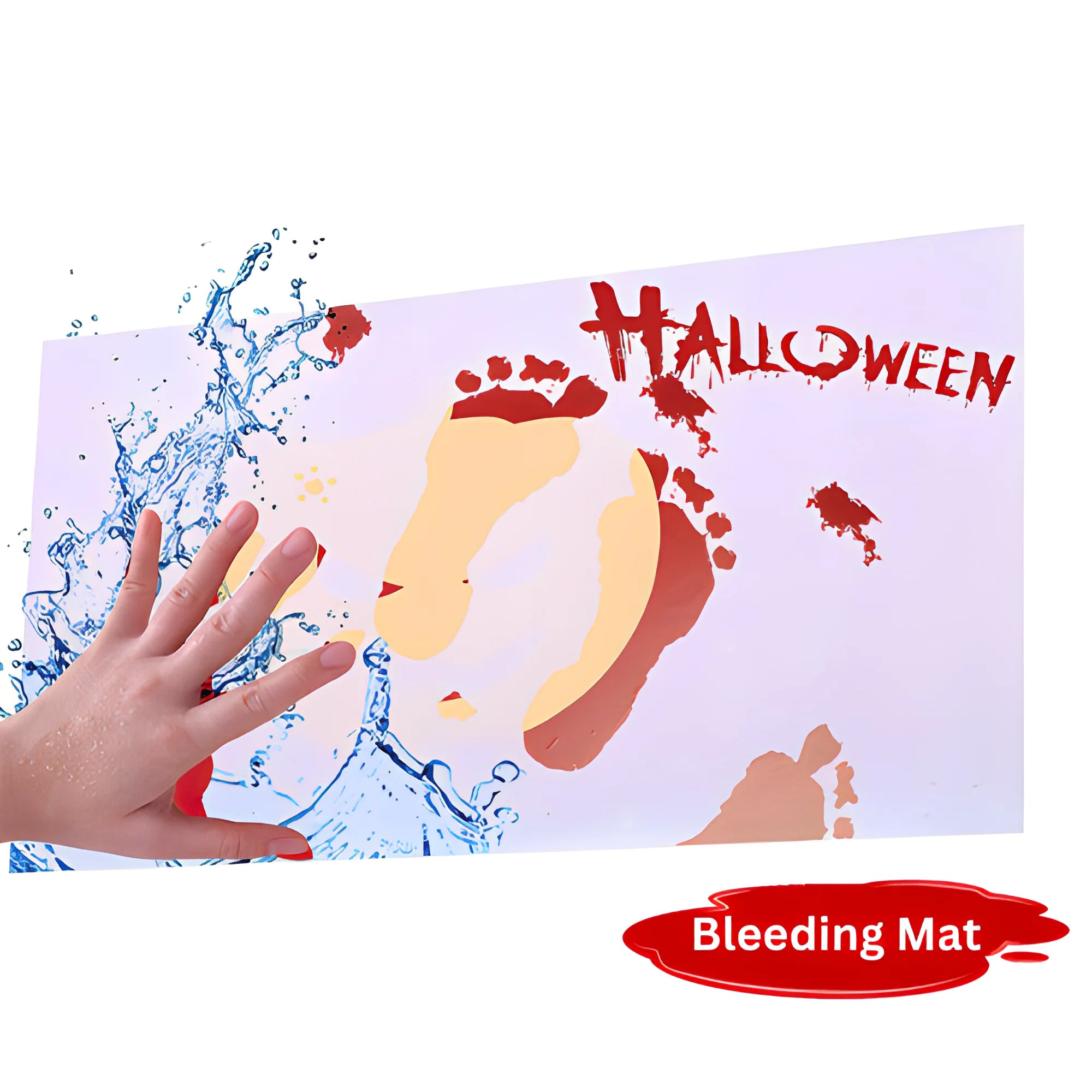 A collection of Halloween Red Blood Stickers featuring realistic blood splatters and handprints, perfect for spooky decorations.