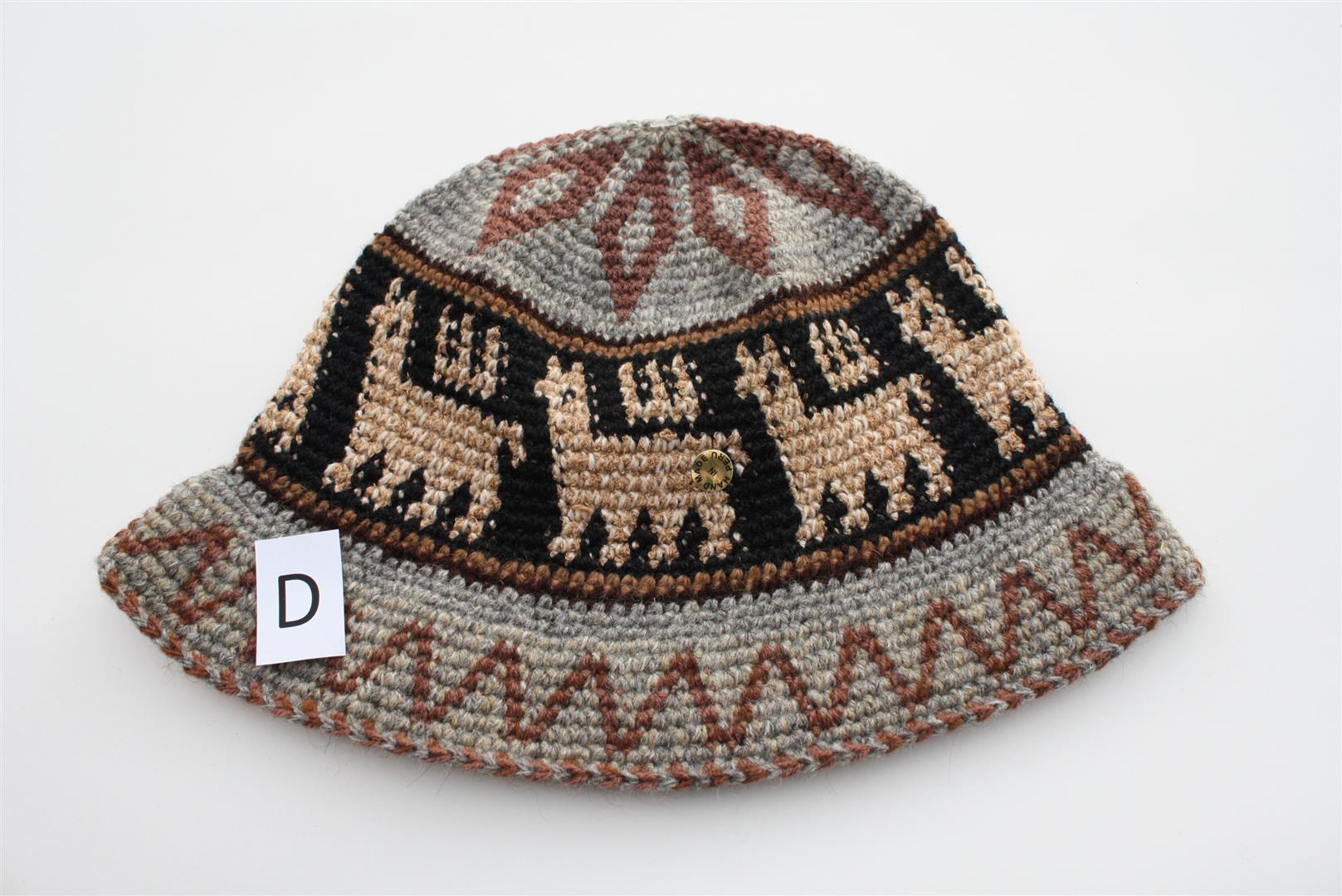 Hand Crochet Roll Up Rustic Alpaca Hat featuring cute alpacas, thick knit, and natural colors, perfect for warmth and style.