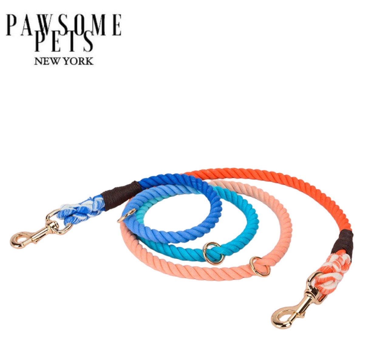 Hands Free Dog Rope Leash in Oceanside Rainbow design, showcasing vibrant colors and durable cotton material, perfect for outdoor activities.