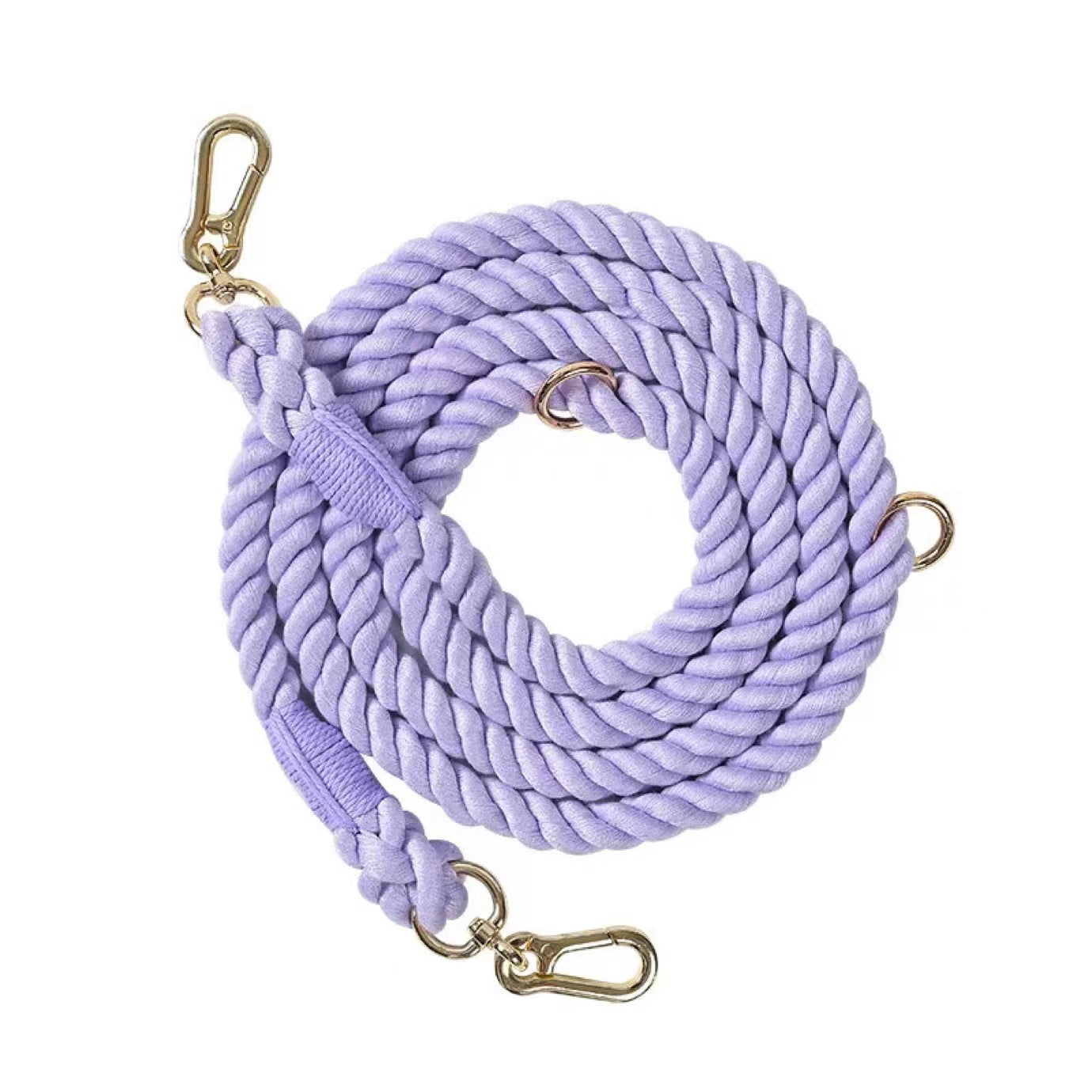 Hands Free Dog Rope Leash in Purple Love, showcasing its adjustable design and durable cotton material, perfect for active pet owners.