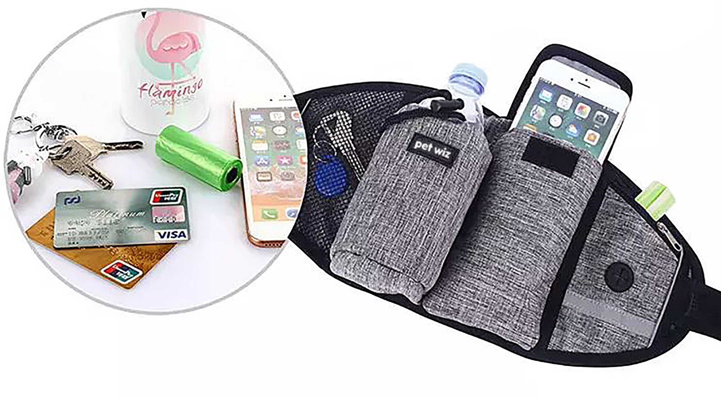 Hands Free Dog Running Lead with Wide Back Support Belt, featuring adjustable waistband and dual bungee for comfort and control.