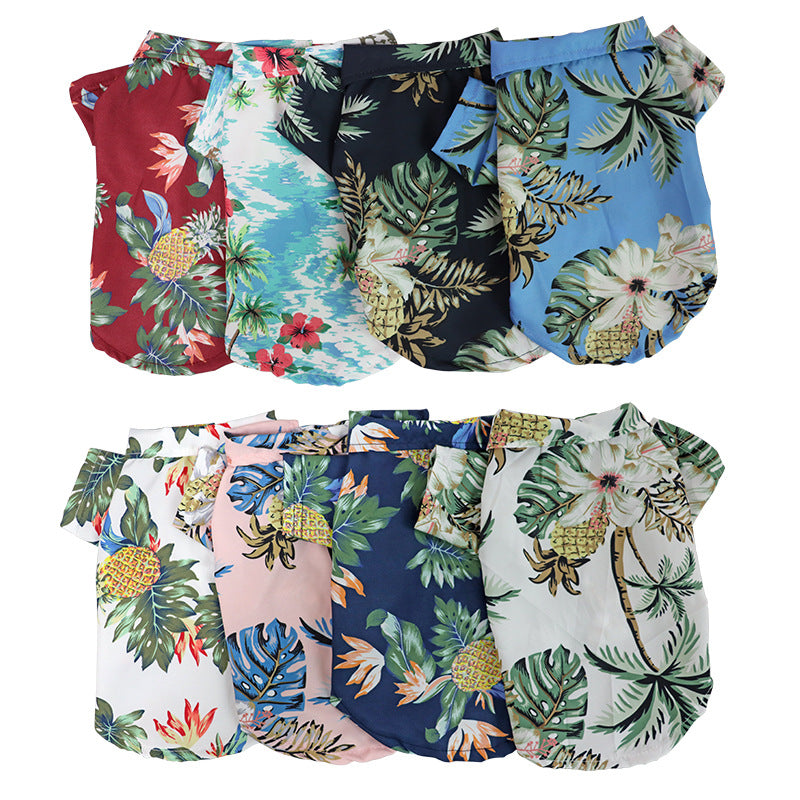 A colorful Hawaii Shirt designed for pets, featuring vibrant tropical patterns and a comfortable fit.
