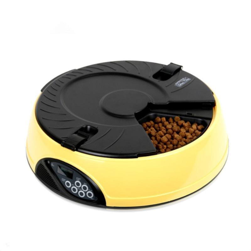 High Quality Pet Automatic Feeding Machine with six food trays and built-in display for easy feeding schedule management.