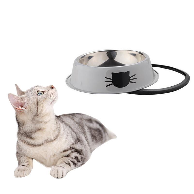 High quality stainless steel pet bowl with a non-slip rubber bottom, featuring a vibrant paint pattern and durable design.
