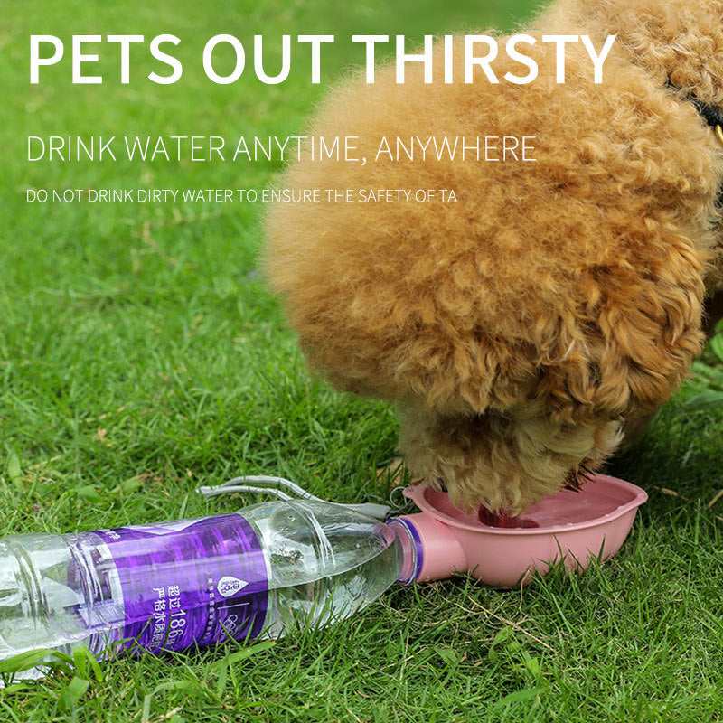 HOOPET Pet Dog Water Bottle Feeder Bowl in a rounded shape, made from sustainable PP material, designed for outdoor travel hydration.