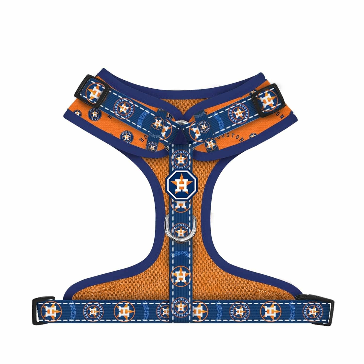 Houston Astros x Fresh Pawz Adjustable Mesh Harness featuring breathable mesh and team graphics for pets.