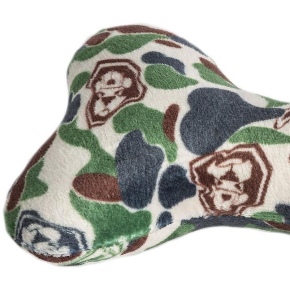Hype Camo Bone dog toy featuring a classic camo design, perfect for fetch and play.