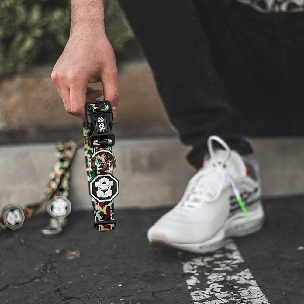 Hype Camo Collar featuring neoprene padding and a stylish camo design, perfect for dogs of all sizes.