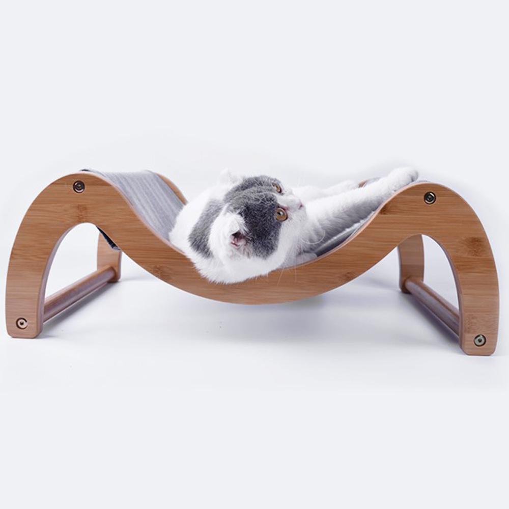INSTACHEW Raunji Cat Hammock featuring a durable bamboo frame, mouldable linen, and breathable mesh mat, designed for small to medium pets.