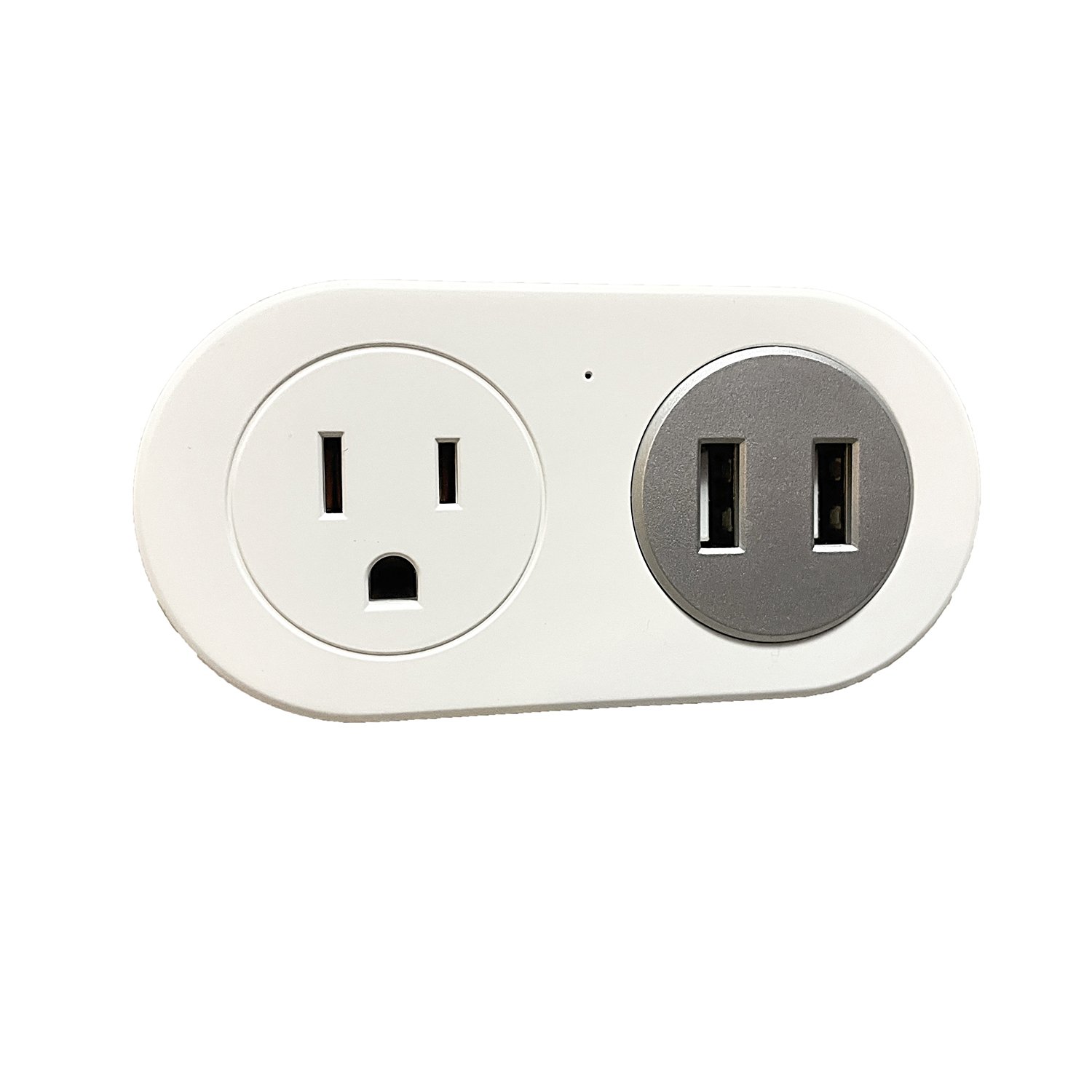 INSTACHEW PureConnect+ Smart Plug with USB ports, app-enabled for home automation, featuring a compact design and compatibility with Alexa and Google Home.