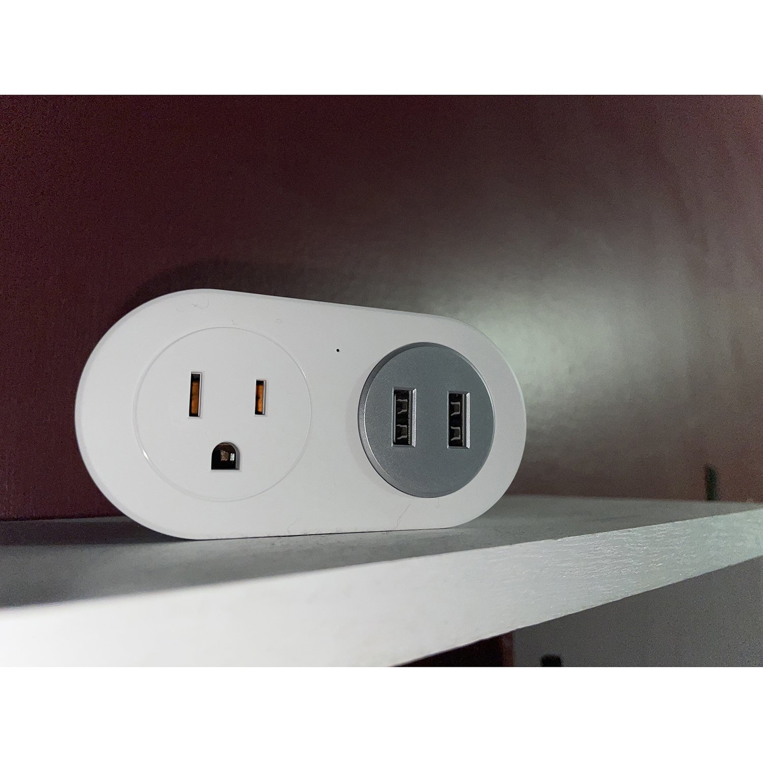 INSTACHEW PureConnect+ Smart Plug with USB ports, app-enabled for home automation, featuring a compact design and compatibility with Alexa and Google Home.