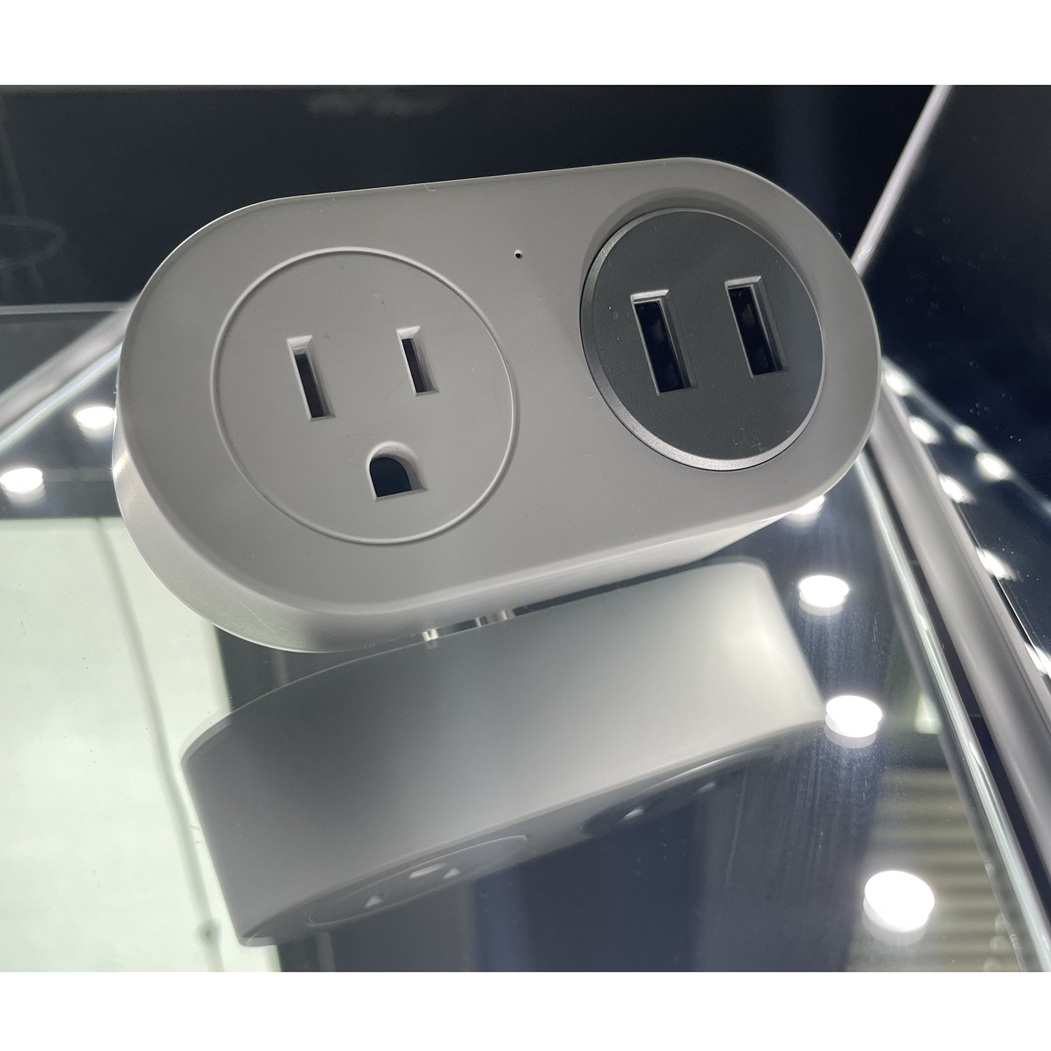 INSTACHEW PureConnect+ Smart Plug with USB ports, app-enabled for home automation, featuring a compact design and compatibility with Alexa and Google Home.