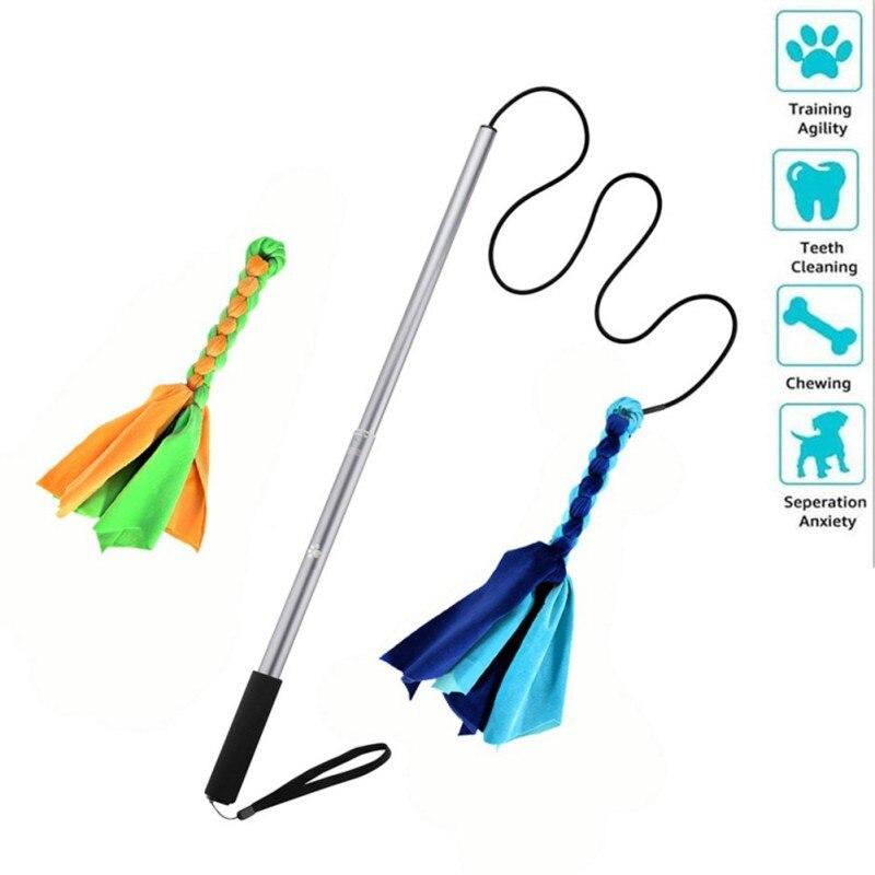 Interactive Dog Cat Feather Toy featuring colorful feathers on a plastic wand, designed for playful engagement with pets.