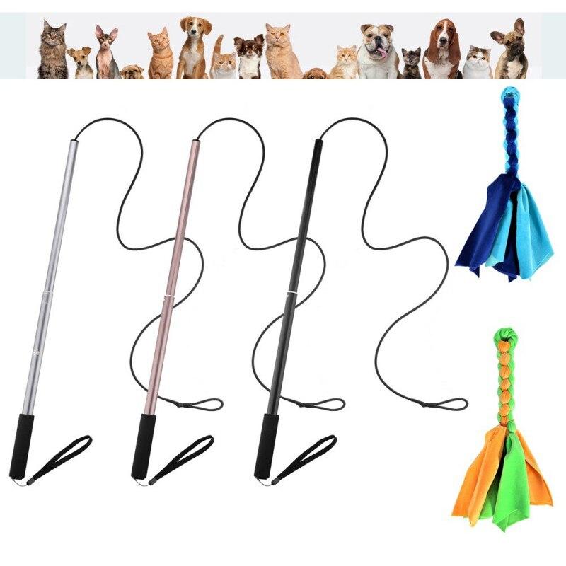 Interactive Dog Cat Feather Toy featuring colorful feathers on a plastic wand, designed for playful engagement with pets.