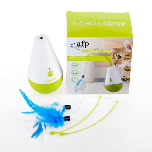 Interactive Feather Wobble Teaser cat toy with feather attachment, designed for playful engagement and entertainment.