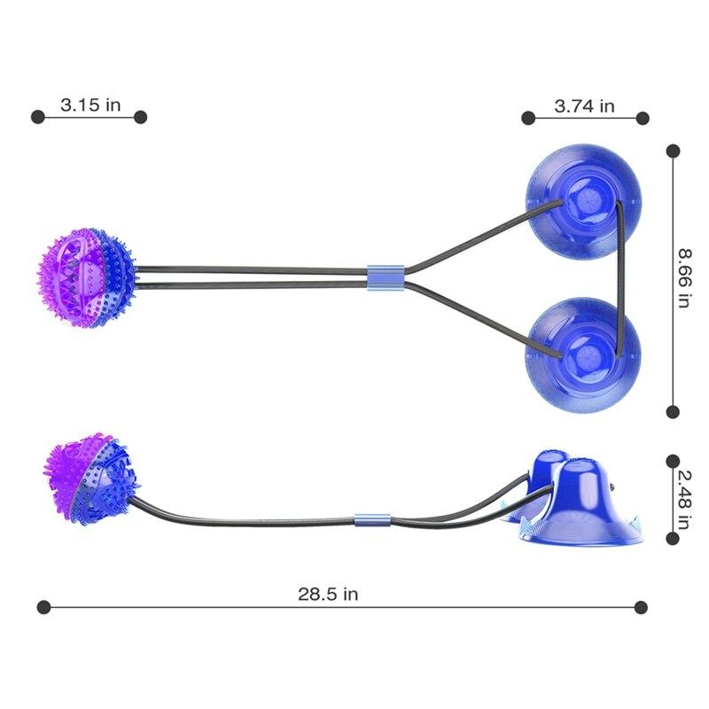 Interactive pet toys featuring suction cup push ball design for cats and dogs, made of durable rubber with elastic ropes for chewing and dental cleaning.