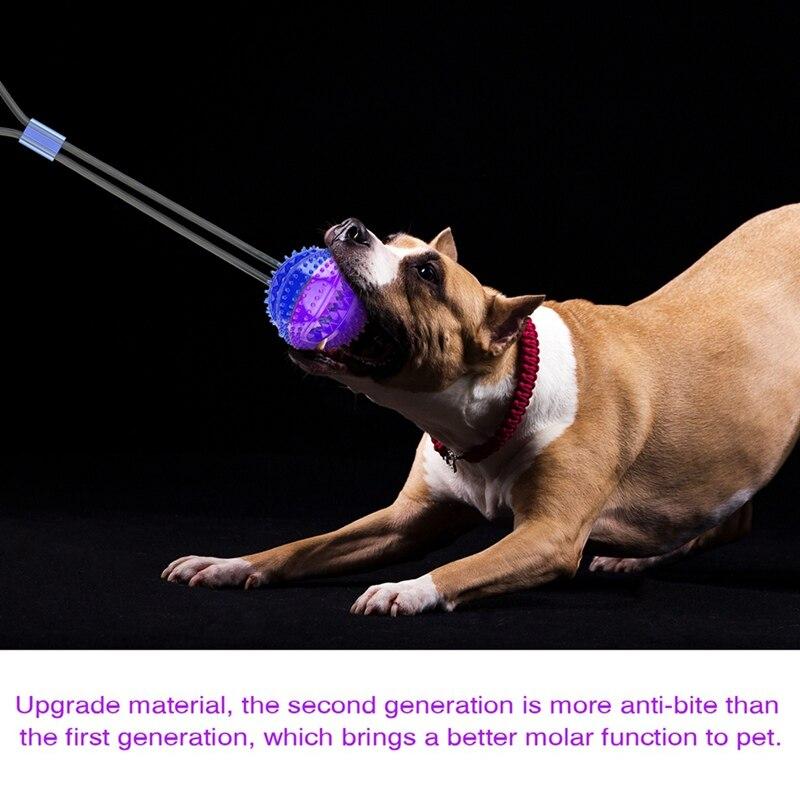 Interactive pet toys featuring suction cup push ball design for cats and dogs, made of durable rubber with elastic ropes for chewing and dental cleaning.