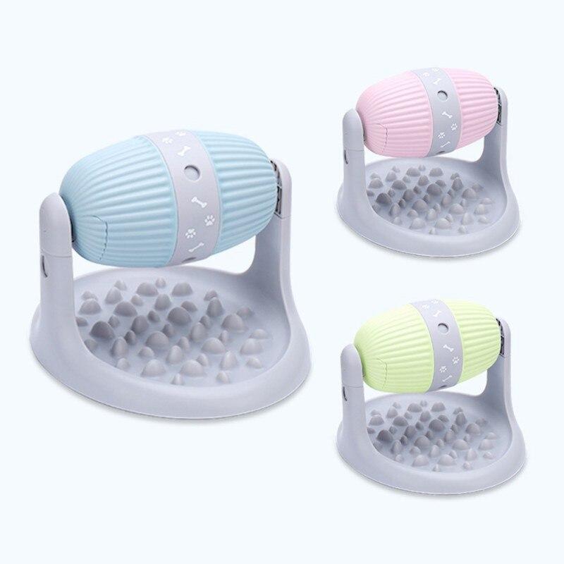 Interactive Tumbler Cat Toy in cylindrical shape, designed for slow food release and pet engagement, made of durable plastic.