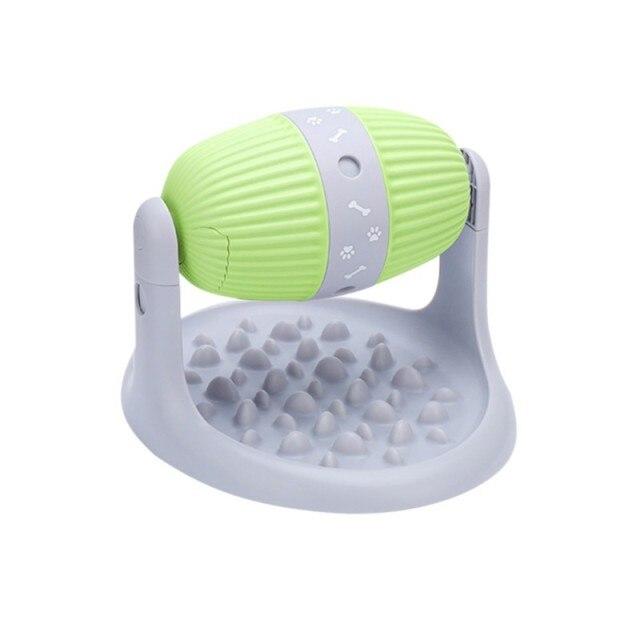 Interactive Tumbler Cat Toy in cylindrical shape, designed for slow food release and pet engagement, made of durable plastic.