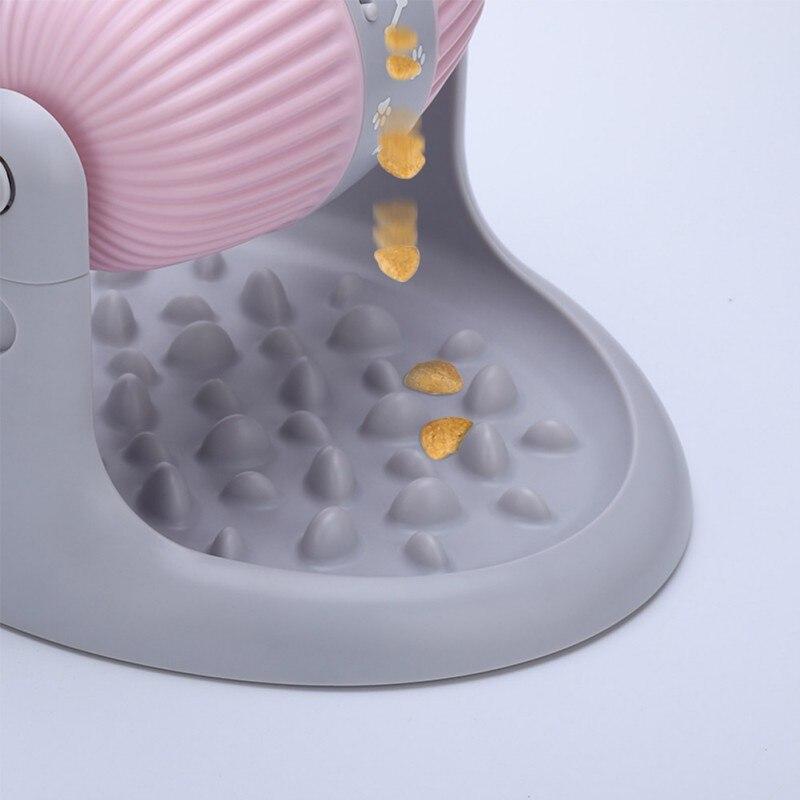 Interactive Tumbler Cat Toy in cylindrical shape, designed for slow food release and pet engagement, made of durable plastic.