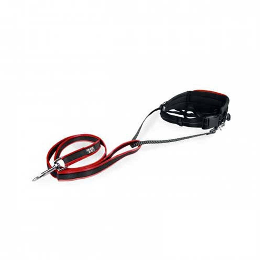 Julius-K9 Hard Dog Race Jogging Set featuring a durable neoprene harness and stretchable leash, designed for active dogs and outdoor adventures.