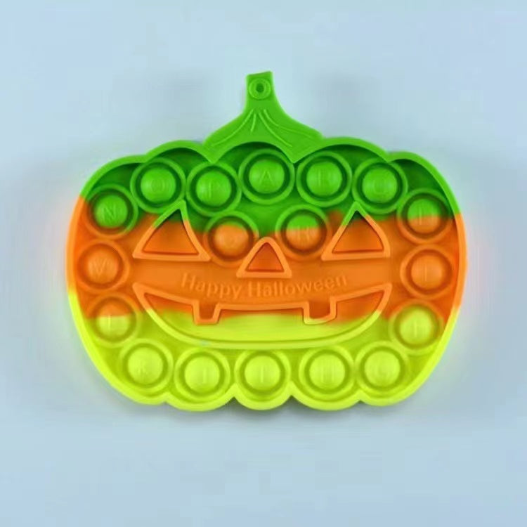 Jumbo Push Pop Fidget Sensory toy in Halloween Pumpkin design, showcasing vibrant colors and large bubbles for sensory play.