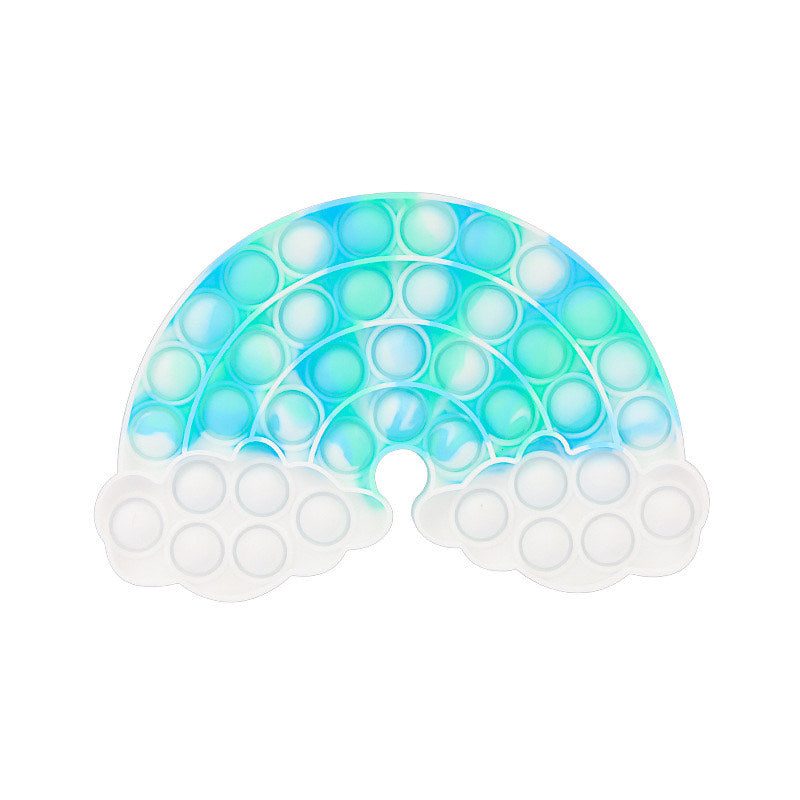 Jumbo Push Pop Fidget Sensory Toy in vibrant Cloud Rainbow colors, showcasing its large size and durable silicone material.