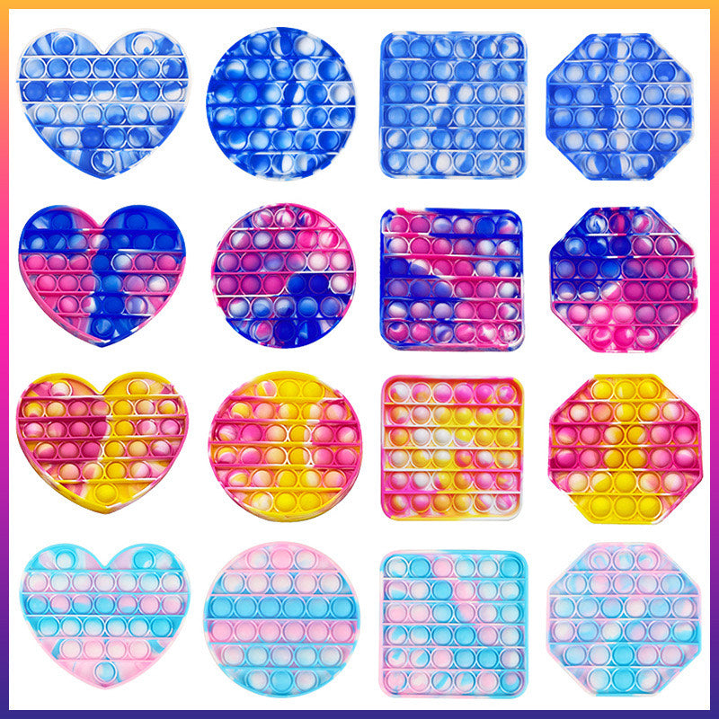 Jumbo Push Pop Fidget Sensory Toy in Marble collection, showcasing vibrant colors and large bubbles for popping.